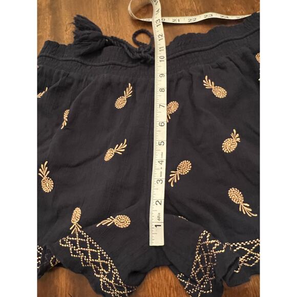 J. Crew Women's Navy Metallic Gold Pineapple Drawstring Casual Shorts Small - Picture 10 of 12